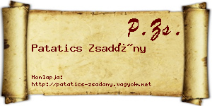Patatics Zsadány névjegykártya